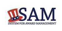 Logo for the System for Award Management (SAM), featuring the text 
