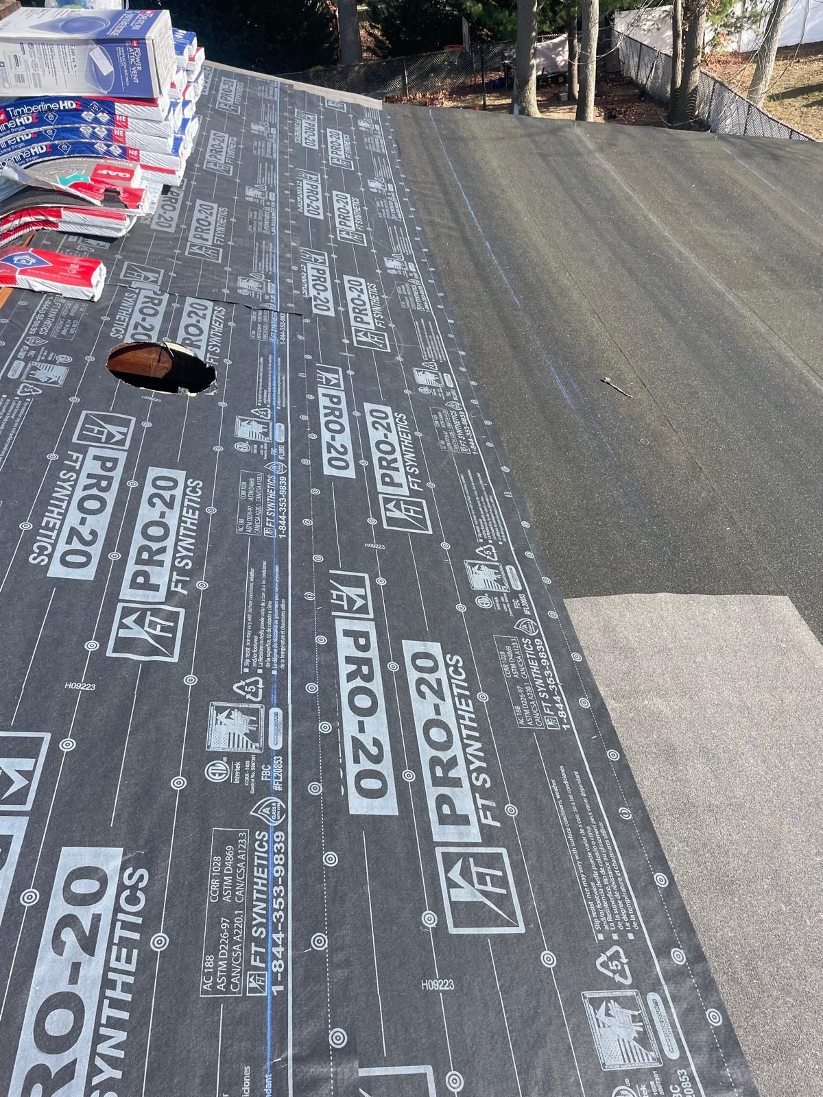A roof with a lot of pro 20 synthetics on it