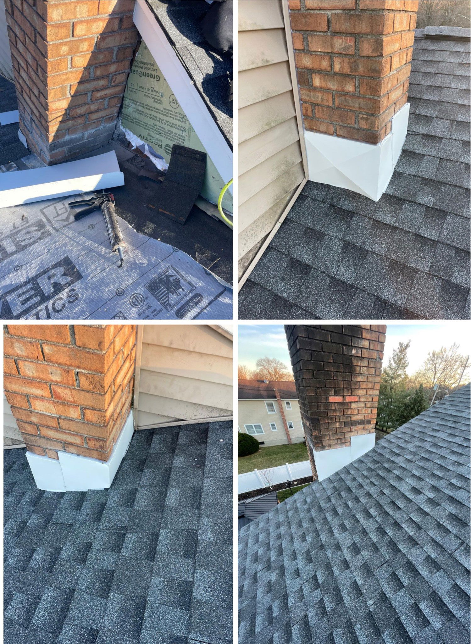 roof work around the chimney