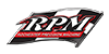 RPM logo on a checkered flag background, red and white lettering.