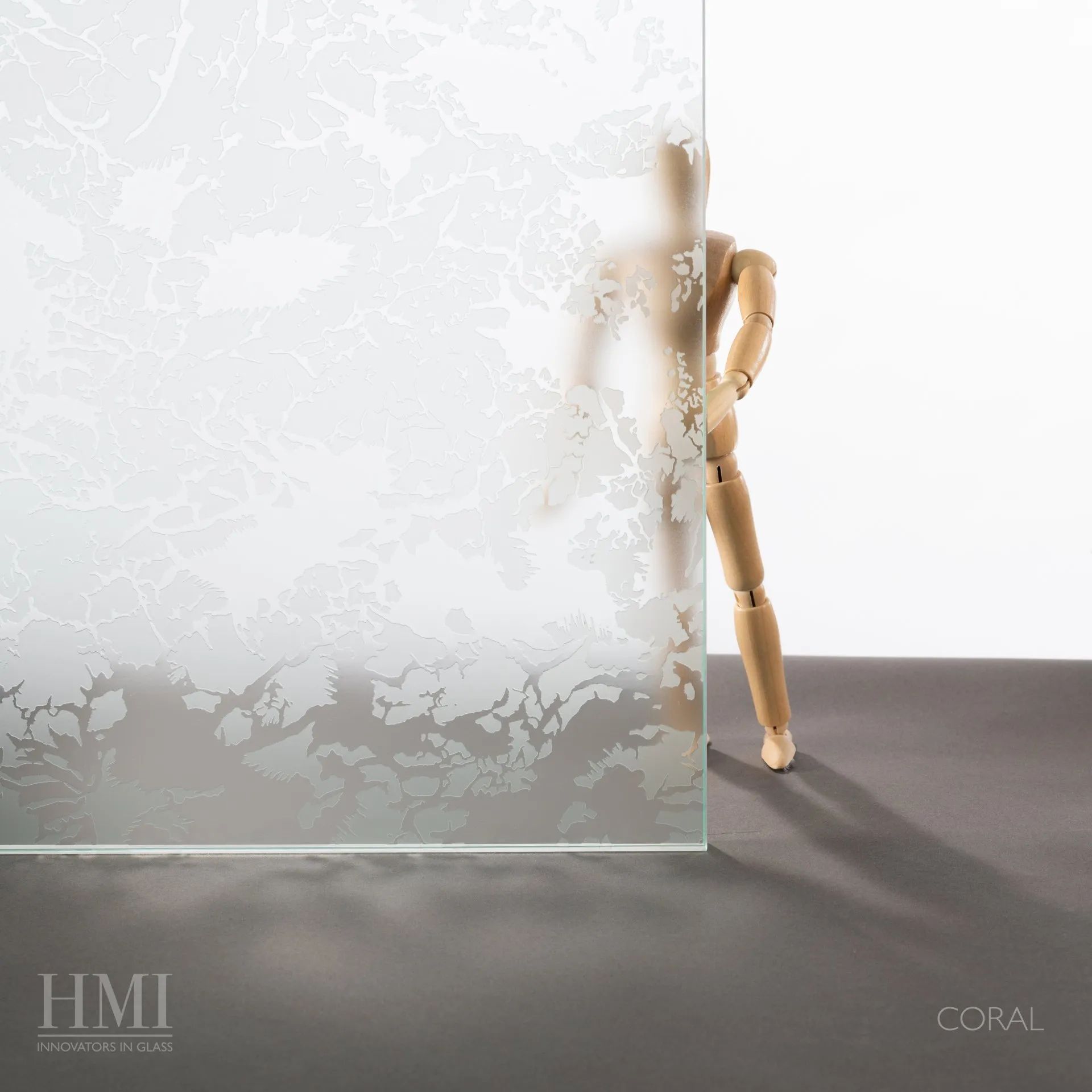 A sheet of patterned frosted glass labeled