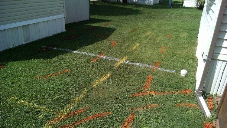 Lawn with septic lines