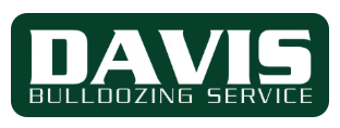 A green, rounded rectangular logo with the white text "DAVIS" above "BULLDOZING SERVICE."