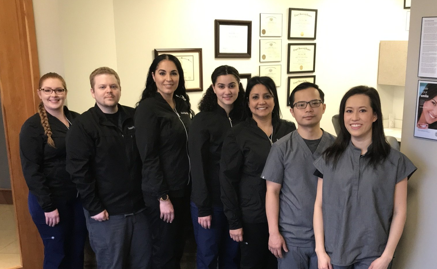 Nurture Dental Health Team of seven people standing in a line