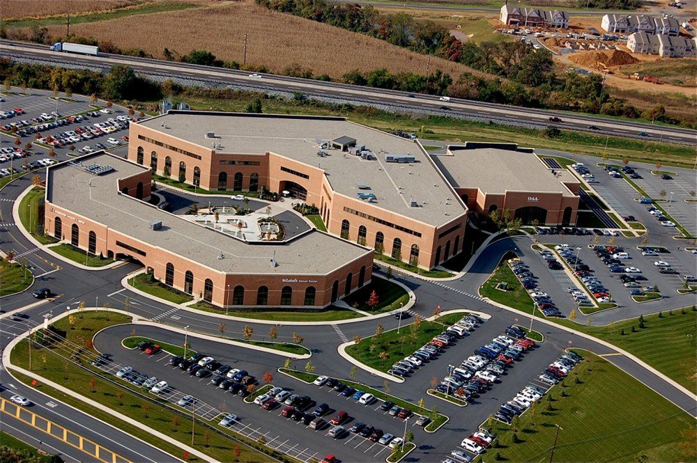 Aerial view of the Integrated Health Campus Buildings:  240 and 250