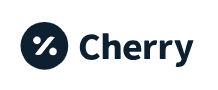 Logo for Cherry, featuring a dark blue circle with a percentage symbol and
