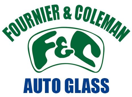 Logo for Fournier & Coleman Auto Glass; green text "Fournier & Coleman" over a green stylized "F&C" inside a green border, with blue text "Auto Glass" below.
