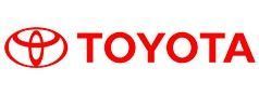 Toyota logo: a red emblem with the brand name in red text.