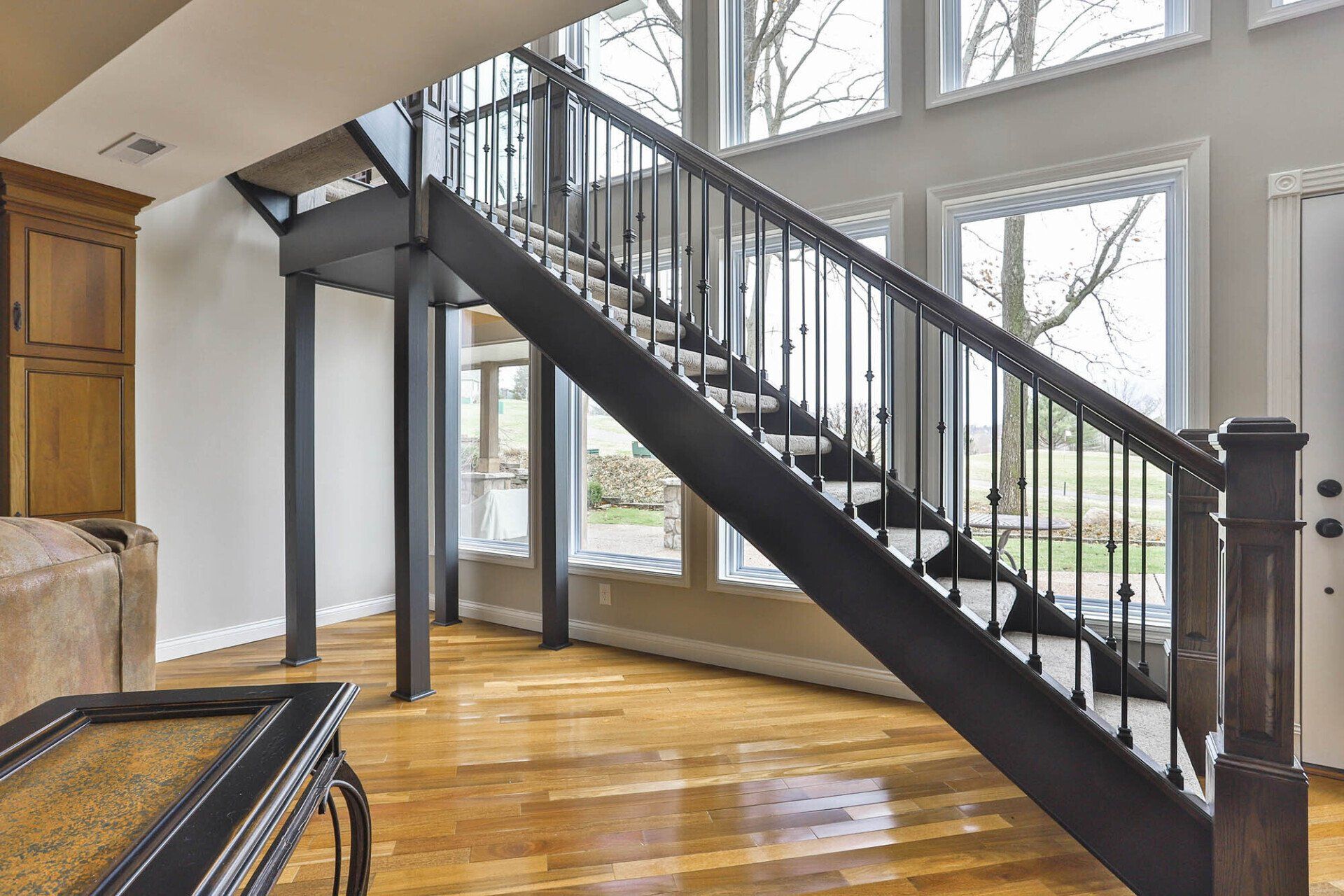 Custom stairs with an elegant railing design