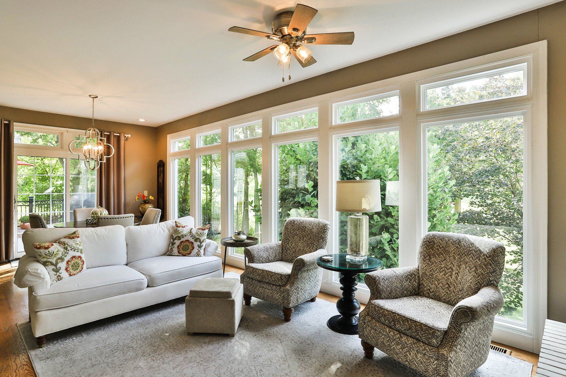 Energy-efficient windows illuminating the living room