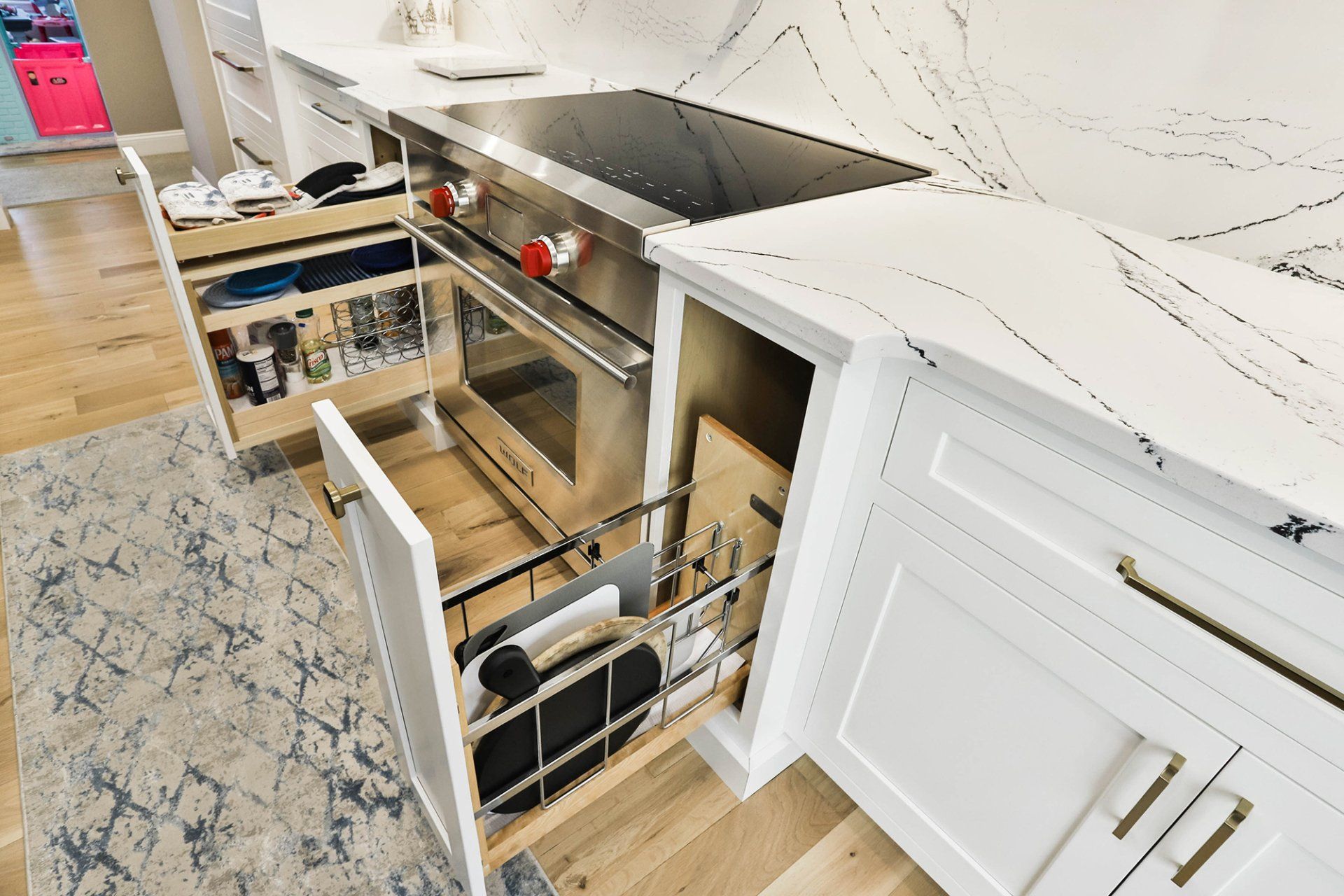 White kitchen cabinets with appliances