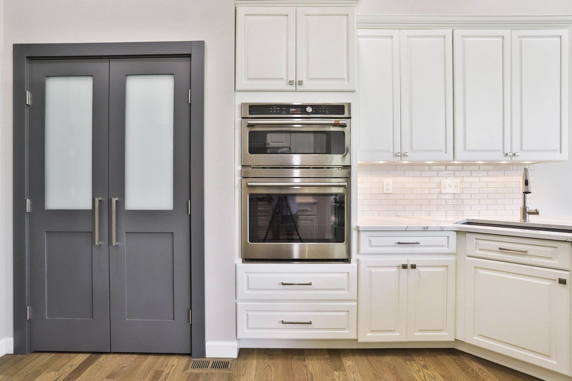 Kitchen cabinets with double oven