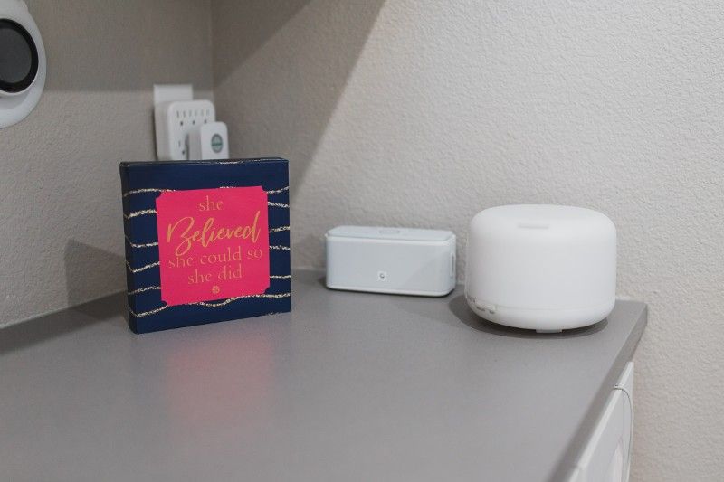 A table with a box that says be brave on it