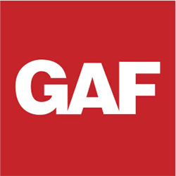 GAF logo: White letters