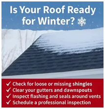 Ad: Roof with snow, text asks, 