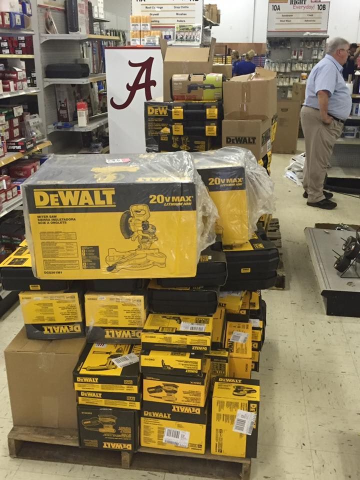 A display of dewalt tools in a store