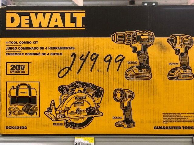 A dewalt combo kit is on sale for 299.99