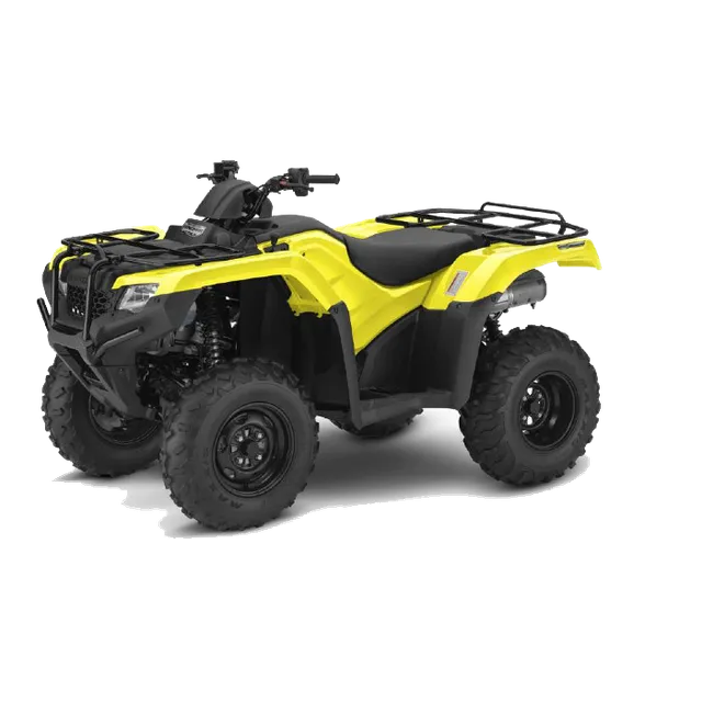 Yellow Honda ATV on white background.