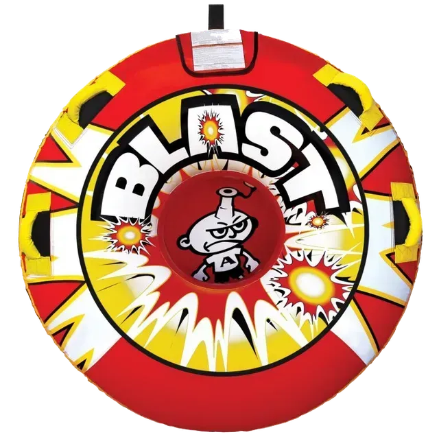 Red and yellow inflatable water tube with 