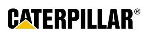 A black and yellow caterpillar logo on a white background