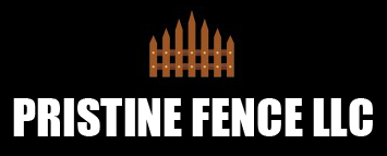Logo for Pristine Fence LLC: Brown fence icon over white text on black background.