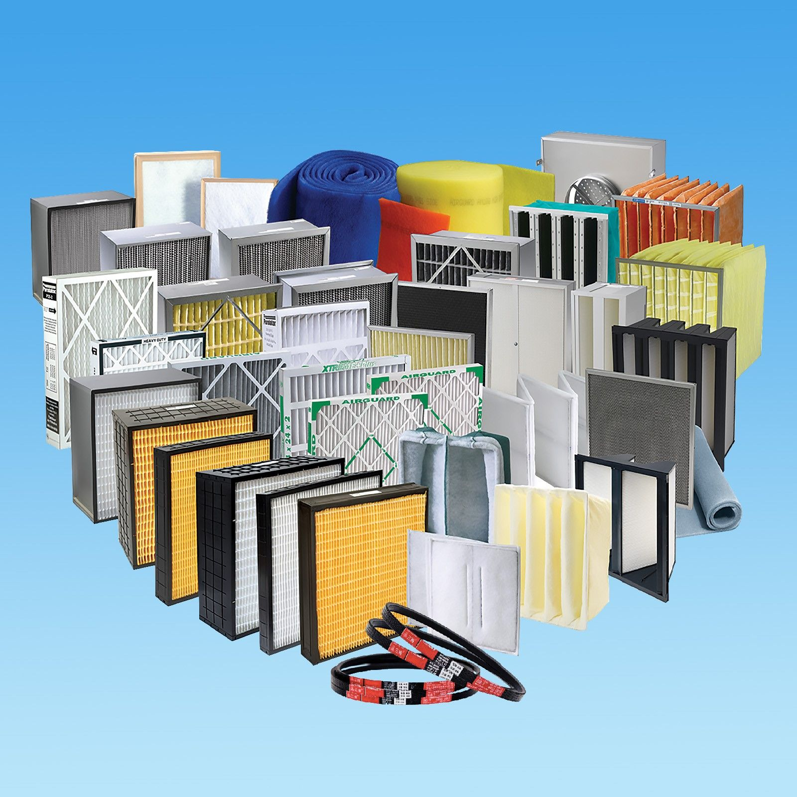 Filters and Belts - Bag, Box, Hepa, Metal, Panel, Pleat, Roll, all MERVS, all types.