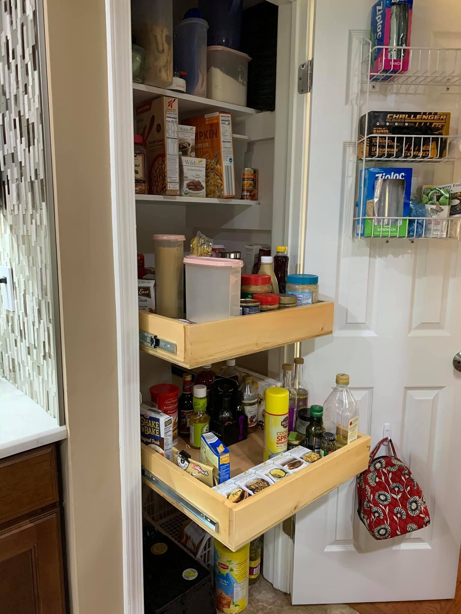 A pantry filled with lots of food and bottles.