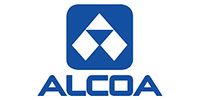 ALCOA logo in blue with a white geometric emblem above the wordmark