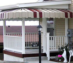 Tan/Maroon Miter Front Porch