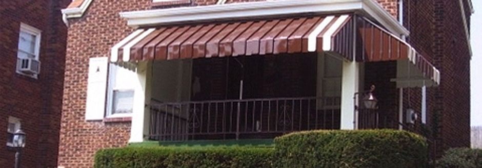 Brown and white awning