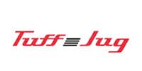 Tuff Jug logo in red text with a black striped accent on a white background