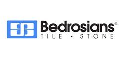 Bedrosians Tile & Stone logo. Blue square design with interlocking 