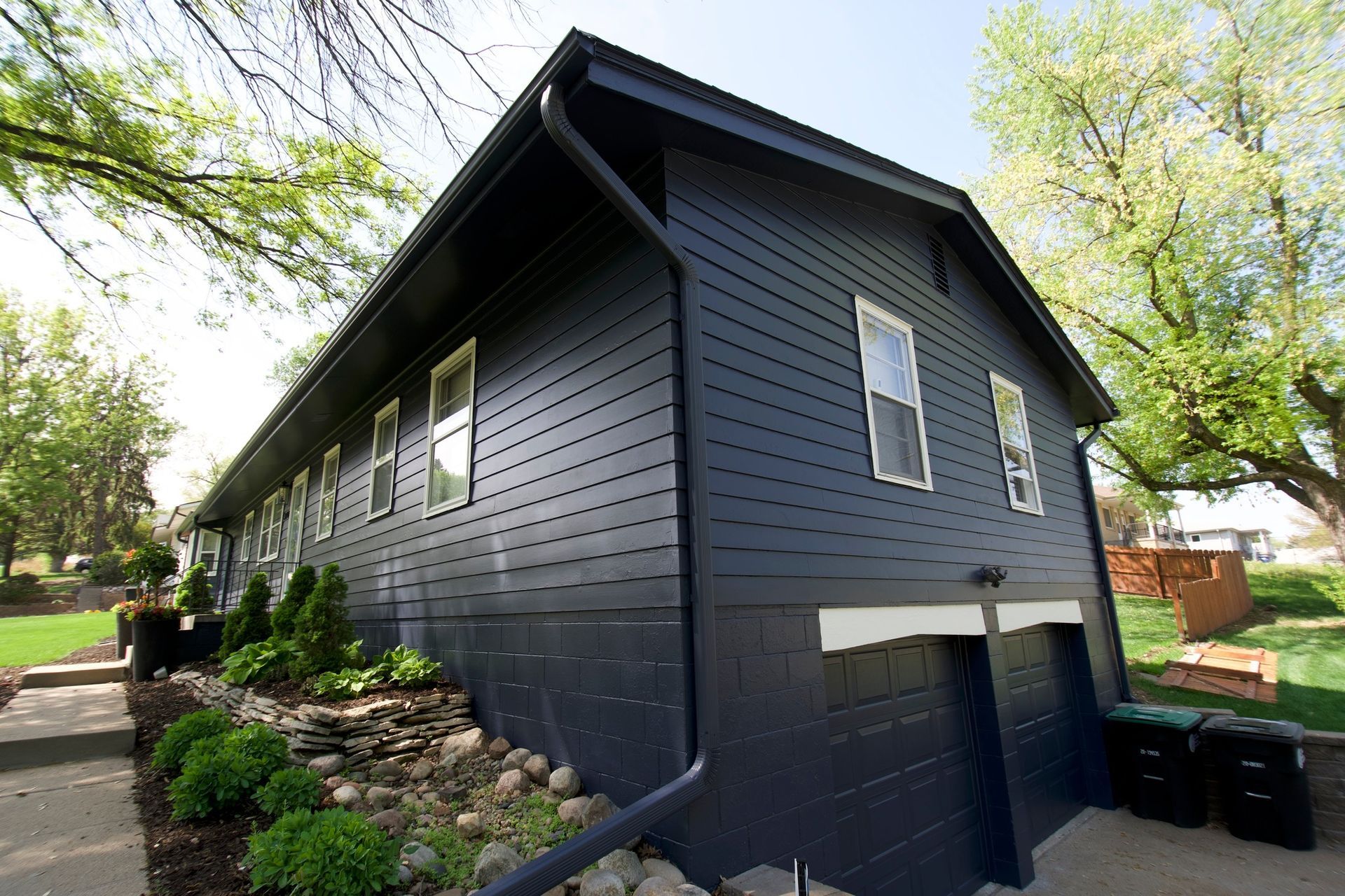 Black house with white trim