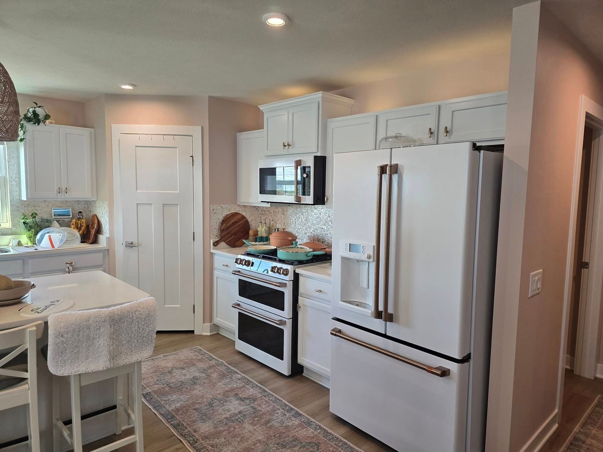 Painted Pink kitchen walls pink in Johnston, Iowa.