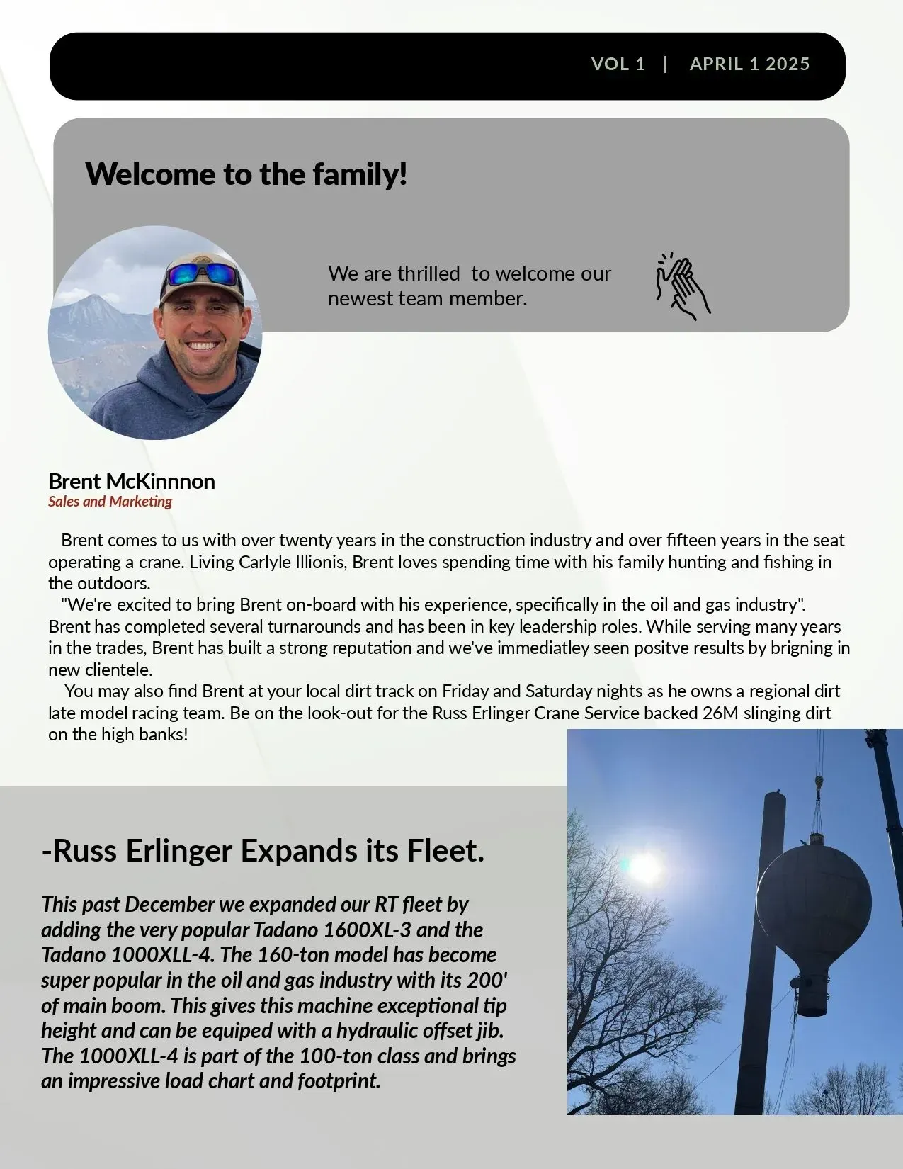 Welcome to the family with photo of a man in sunglasses and the logo of a business.
---