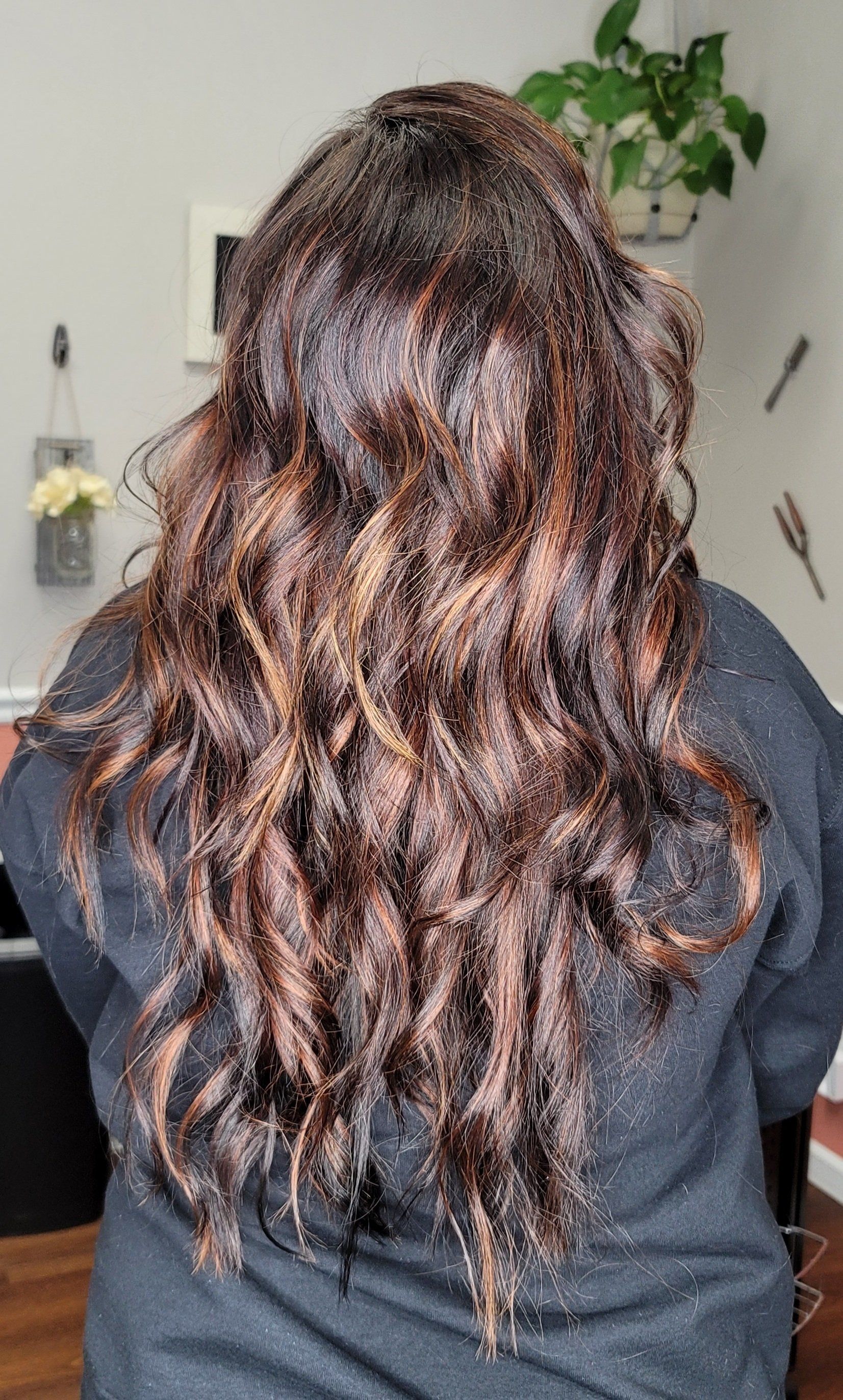 Brown curly hair