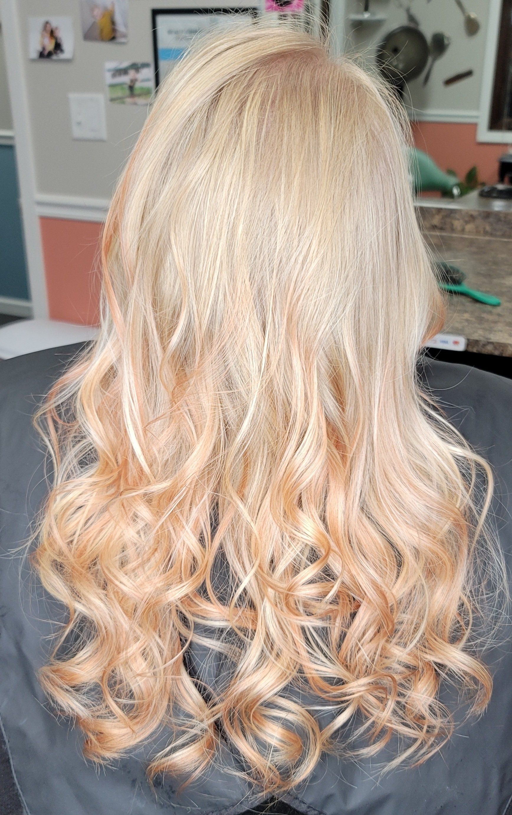 Blonde curly hair