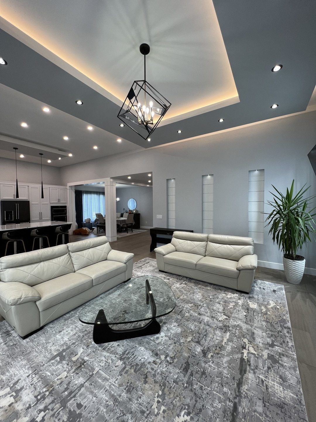 A living room with two couches and a coffee table.