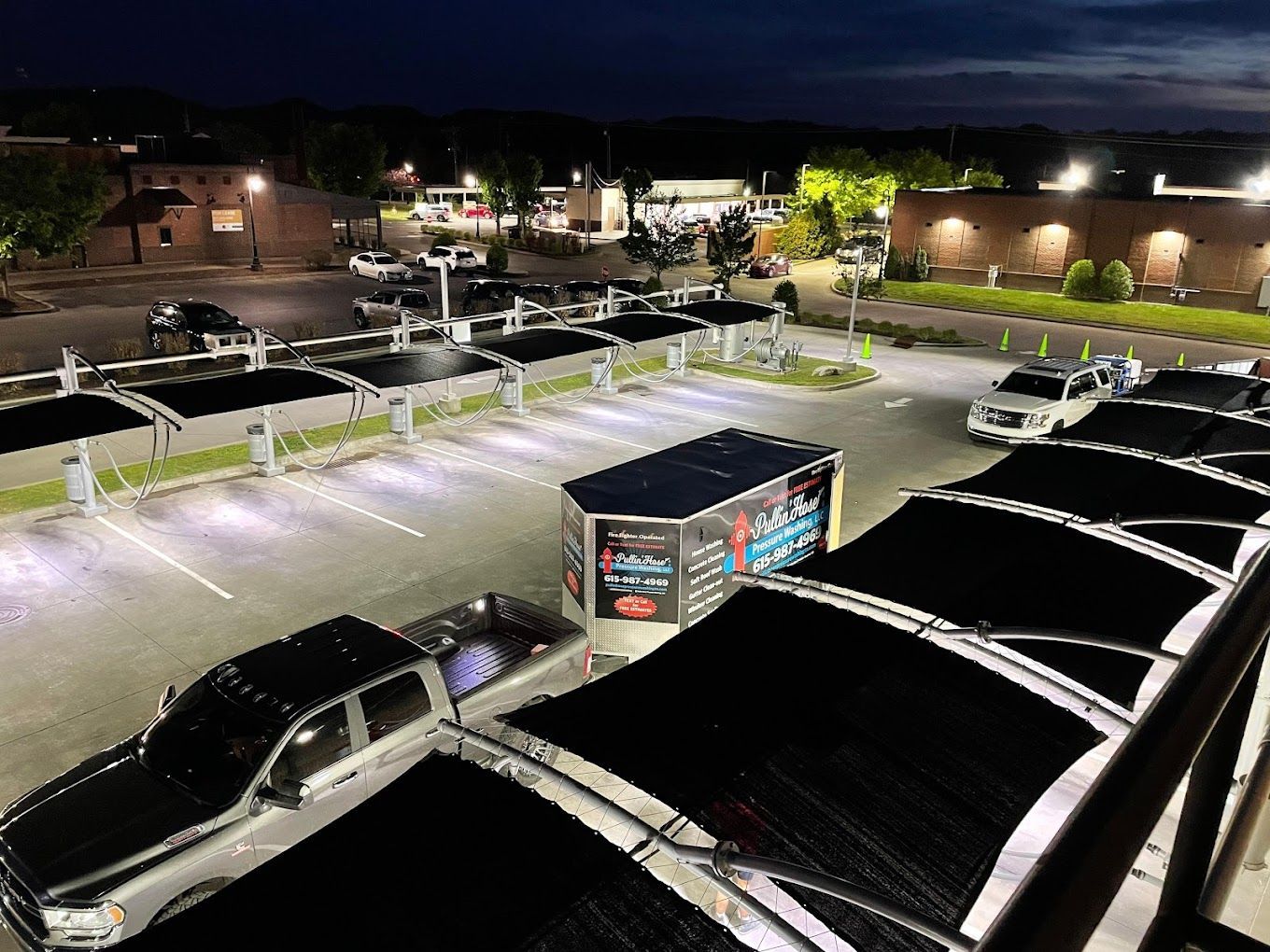 car wash parking at night