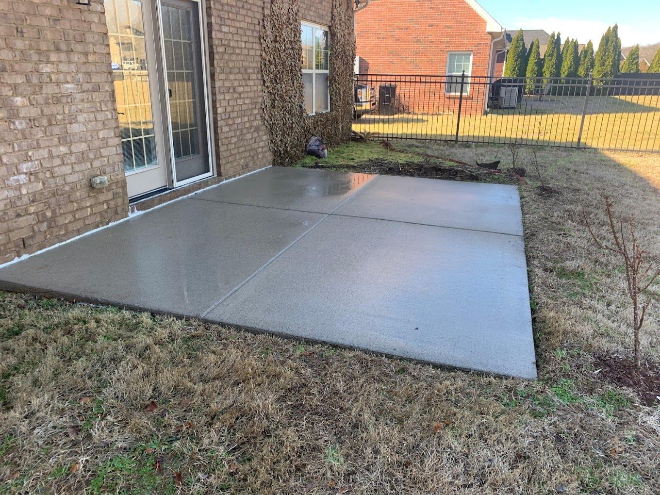 after cleaning concrete pathway