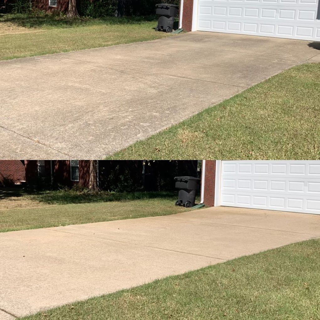 before and after driveway washing