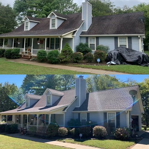 before and after roof cleaning