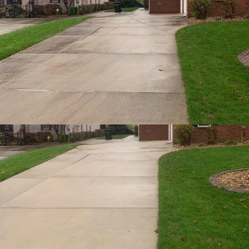 before and after driveway washing