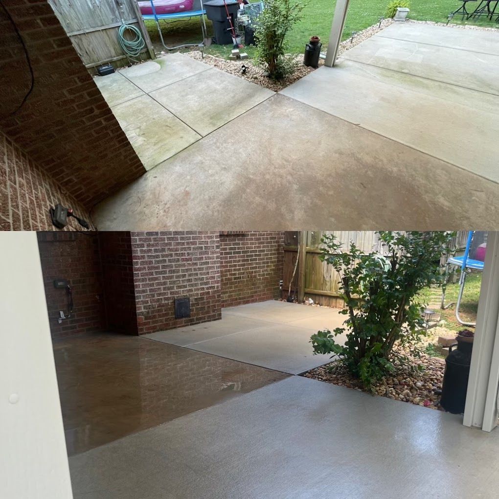 before and after patio cleaning
