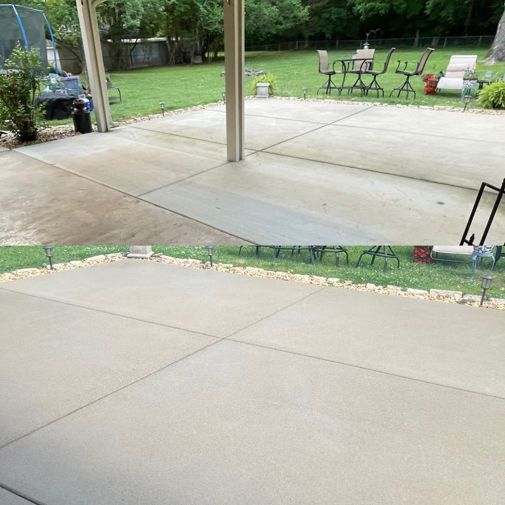 before and after clean patio