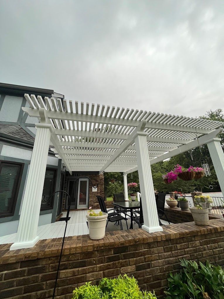 white deck pergola