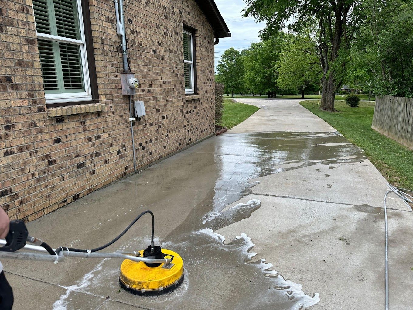 washing the driveway