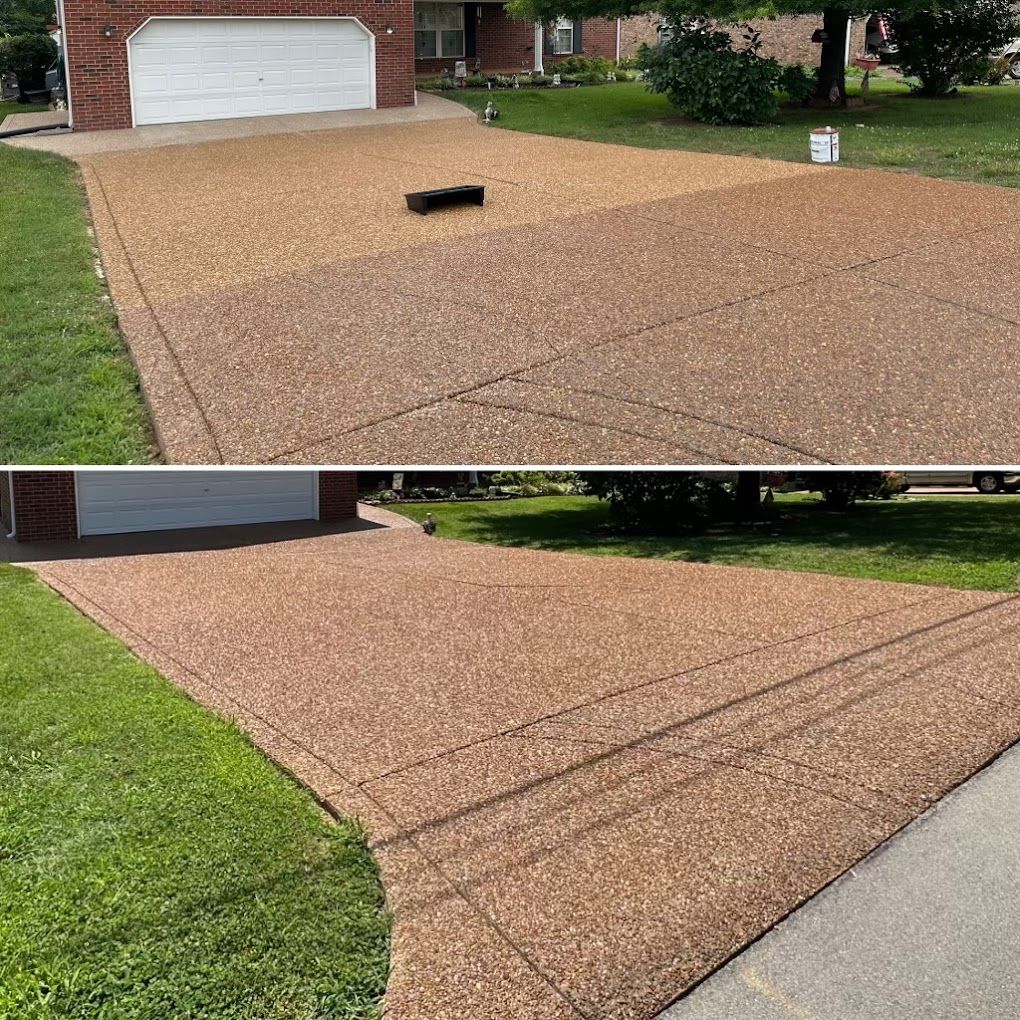 stone driveway before and after
