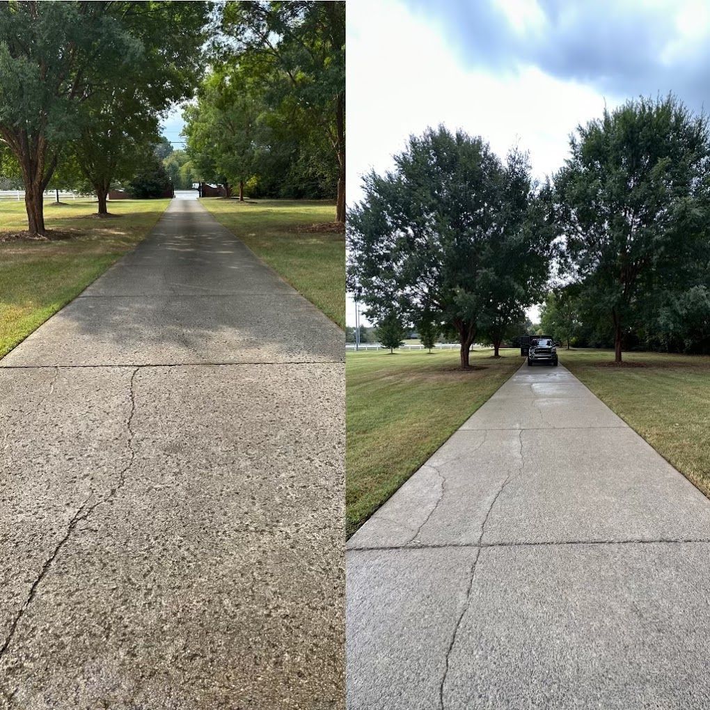 long driveway before and after cleaning