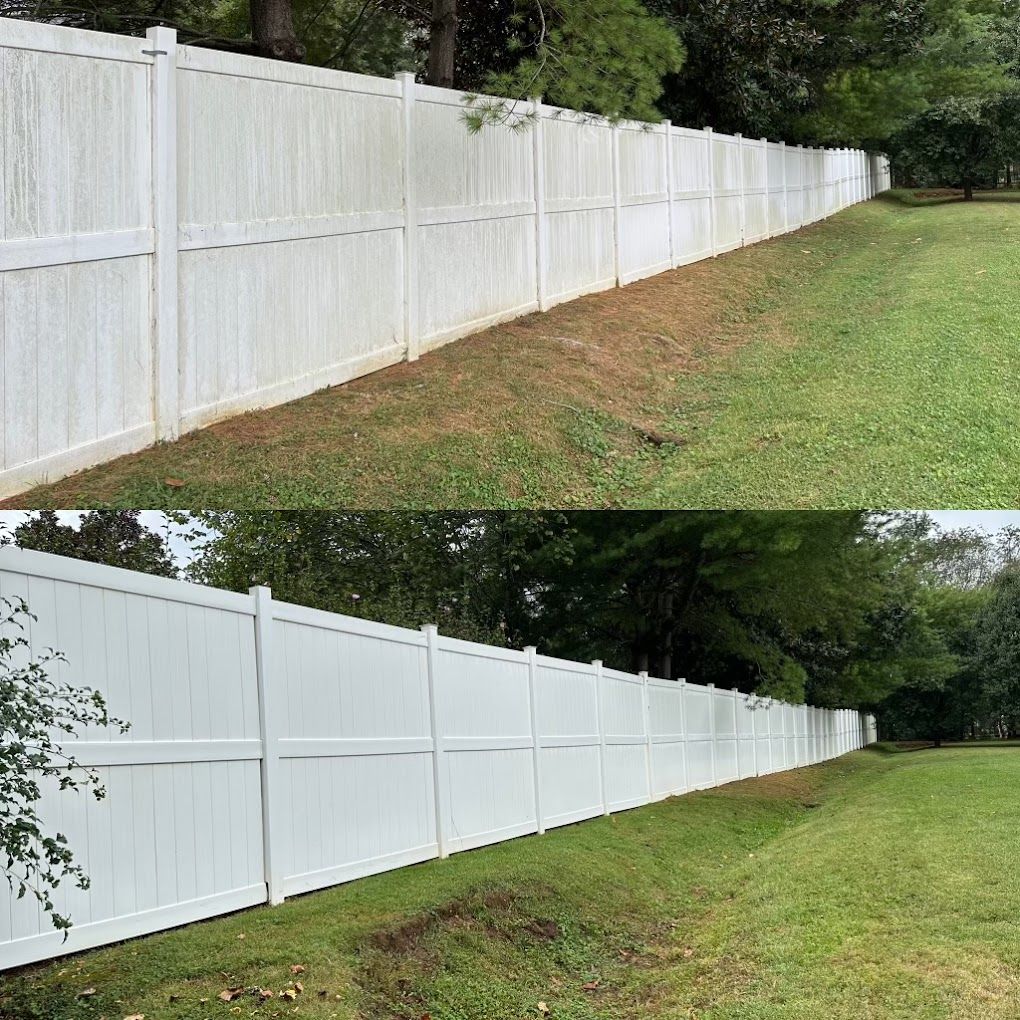 before and after fence washing